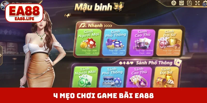 4 mẹo chơi game bài EA88 xanh chín