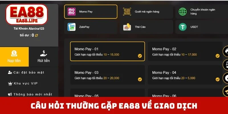 Câu hỏi thường gặp EA88 về giao dịch